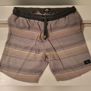 O'Neill Bravo Striped Drawstring Shorts - Gray, Tan & Black